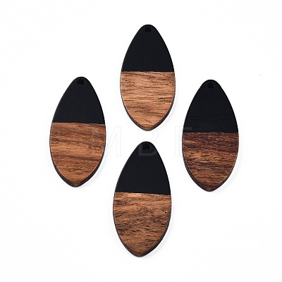 Opaque Resin & Walnut Wood Pendants RESI-N025-032-B-1