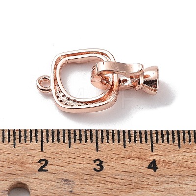 Rack Plating Brass Micro Pave Clear Cubic Zirconia Fold Over Clasps KK-Q797-04RG-1