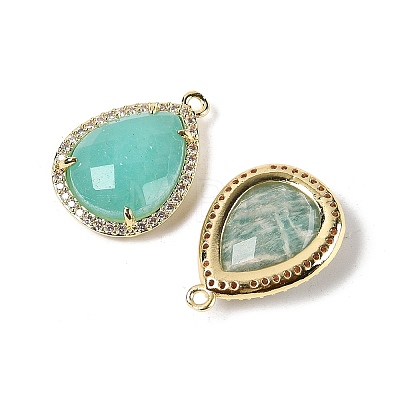 Natural Amazonite Faceted Teardrop Pendants G-I382-01G-01-1