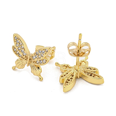 Brass Micro Pave Cubic Zirconia Ear Studs EJEW-P261-23C-G-1