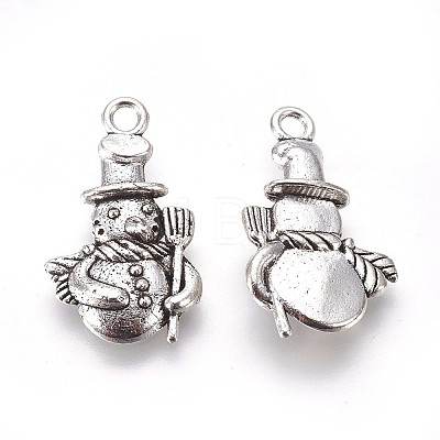 Christmas Snowman Alloy Pendants X-TIBEP-GC113-AS-RS-1