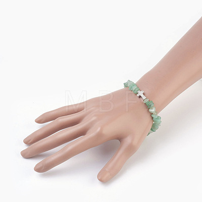 Natural Green Aventurine Beads Stretch Bracelets BJEW-JB03926-08-1