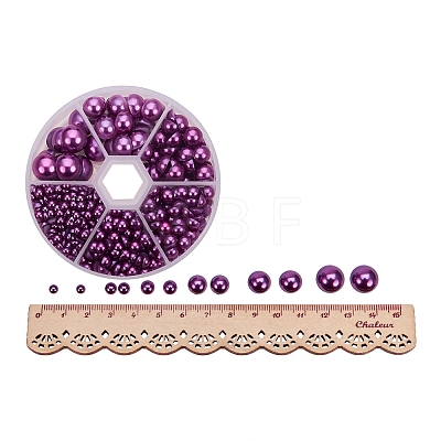   Medium Orchid Imitation Pearl Beads Assorted Mixed Sizes 4-12mm Flat Back Pearl Cabochons SACR-PH0001-47-1