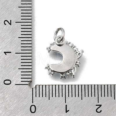 Brass Micro Pave Clear Cubic Zirconia with Glass Charms KK-G525-06P-03-1