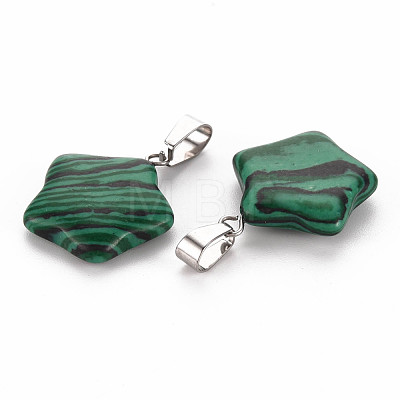 Star Dyed Synthetic Malachite Pendants G-Q367-02-1