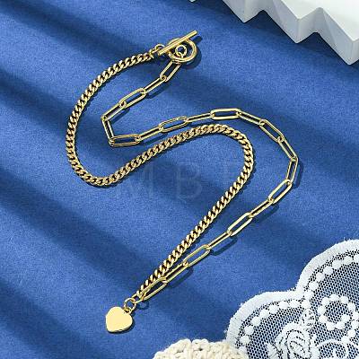 Brass Pendant Necklaces with Curb & Paperclip Chains NJEW-JN04608-01-1