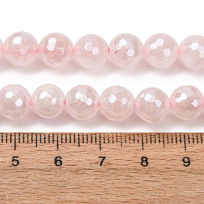 Electroplated Natural Rose Quartz Beads Strands G-B191-A04-8mm-1
