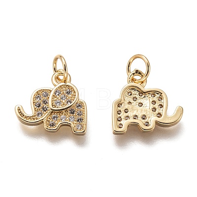 Brass Micro Pave Clear Cubic Zirconia Charms ZIRC-C020-35G-1