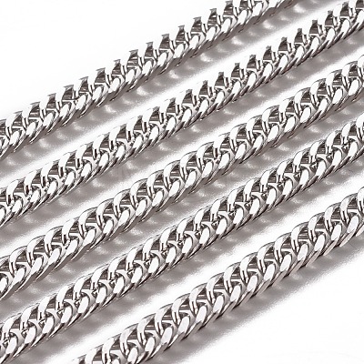 Handmade 304 Stainless Steel Curb Chains STAS-F229-08-P-1