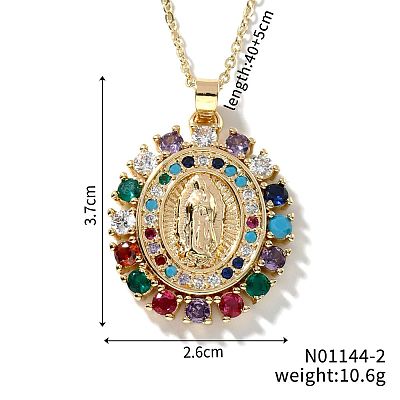 Exquisite Brass Cubic Zirconia Virgin Mary Pendant Delicate Fashion Necklaces SK3773-2-1