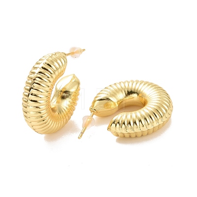 Brass Chunky C-shape Stud Earrings EJEW-A072-22LG-1