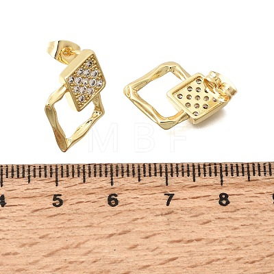 Brass Micro Pave Cubic Zirconia Stud Earrings KK-CBA5B62-03A-G-1