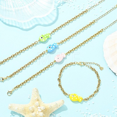 Handmade Porcelain Beads Link Bracelets BJEW-JB13676-1