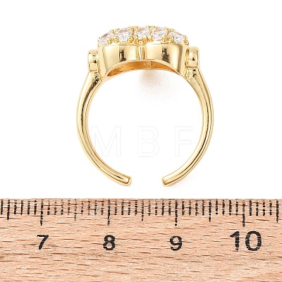 Brass Micro Pave Cubic Zirconia Cuff Open Rings RJEW-C153-02G-1