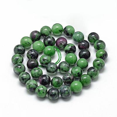 Natural Ruby in Zoisite Beads Strands G-R446-8mm-25-1