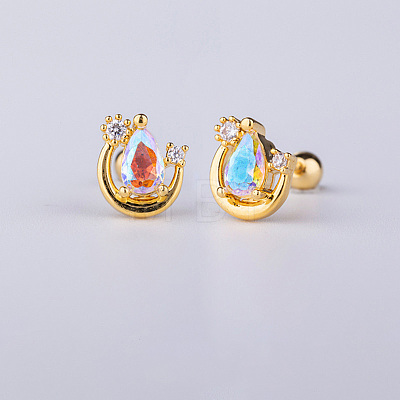Brass Pave Colorful Cubic Zirconia Cartilage Earrings FS-WGEDAE7-14-1