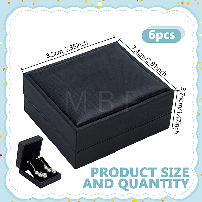 6Pcs Imitation Leather Cufflink Packaging Boxes CON-GO0001-29-1