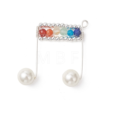 Faceted Round Natural Mixed Stone Pendants PALLOY-TA00410-1