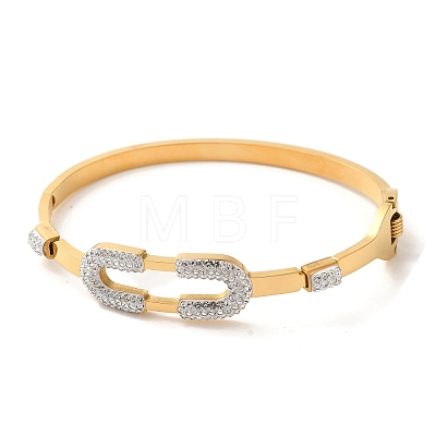 Clear Cubic Zirconia Open Cuff Bangles BJEW-C078-02C-G-1