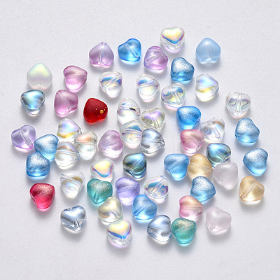 Transparent Spray Painted Glass Beads GLAA-R211-02-1