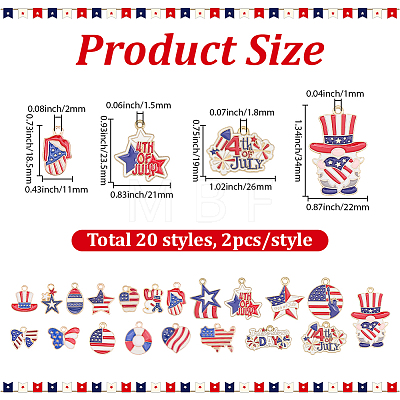 Independence Day Themed Zinc Alloy Enamel Pendants ENAM-BM0001-45-1