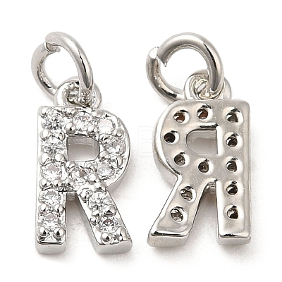 Brass Micro Pave Grade AAA Cubic Zirconia Charms ZIRC-P067-11P-R-NR-1