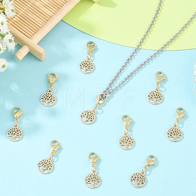 10Pcs Brass & ABS Plastic Imitation Pearl Pendant Decorations HJEW-YW00399-1