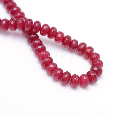 Faceted Rondelle Dyed Natural White Jade Bead Strands X-G-R343-4x6-07-1