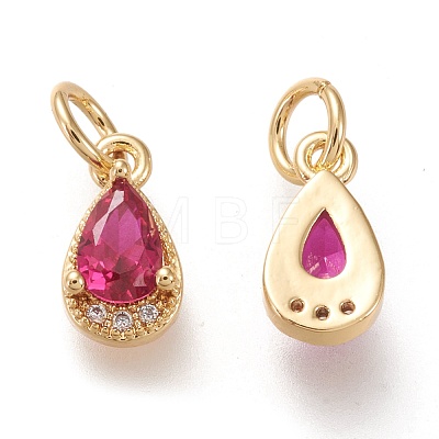Brass Micro Pave Clear Cubic Zirconia Charms KK-F820-15A-G-1
