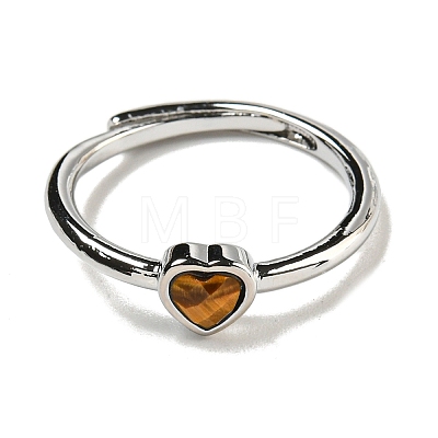 Heart Natural Mixed Stone Adjustable Rings RJEW-Q818-02P-1