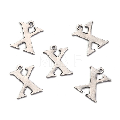 304 Stainless Steel Alphabet Charms STAS-H122-X-P-1