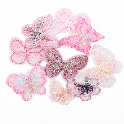 Beadthoven 36Pcs 9 Style Butterfly Organgza Lace Embroidery Ornament Accessories DIY-BT0001-49-1