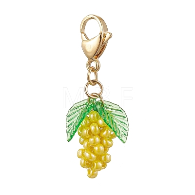 Glass Seed Beaded Grape Pendant Decoration HJEW-MZ00145-03-1