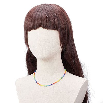 Glass Seed Beaded Necklace for Women NJEW-JN03931-1