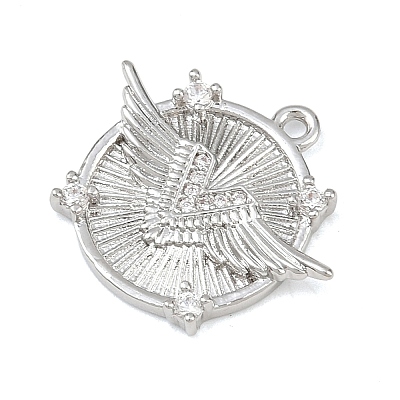 Brass Micro Pave Clear Cubic Zirconia Pendants KK-G545-02P-1