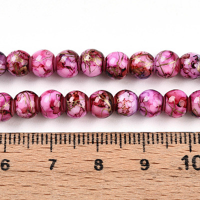 Baking Painted Glass Beads Strands DGLA-N003-6mm-B03-1