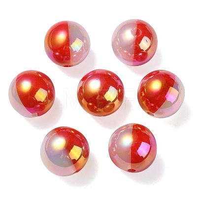 UV Plating Rainbow Iridescent Opaque Acrylic Beads OACR-C007-01E-1