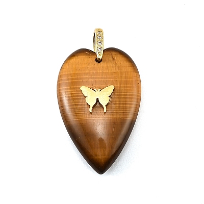 Natural Tiger Eye Pendants G-G470-02G-03-1