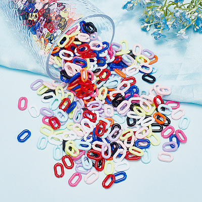 SUPERFINDINGS 1000Pcs 10 Colors Opaque Acrylic Linking Rings SACR-FH0001-06-1