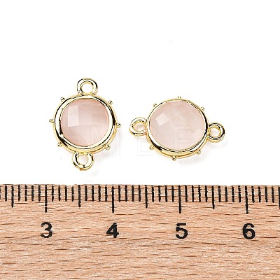 Brass Natural Rose Quartz Connector Charms KK-Z096-01G-02-1