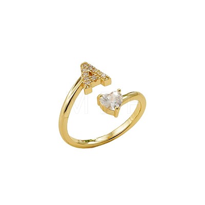 Brass Micro Pave Clear Cubic Zirconia Cuff Open Rings FS-WGF859A-01-1