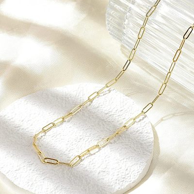 Brass Paperclip Chain Necklaces NJEW-A042-17G-03-1