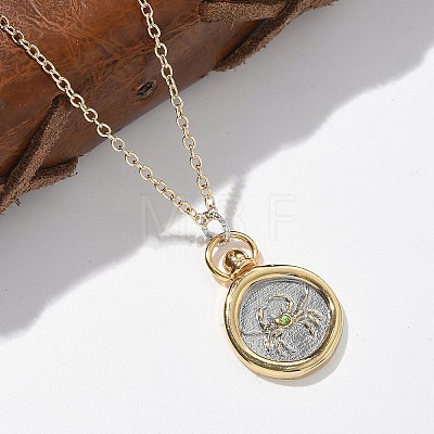 Brass Twelve Constellations Tarot Pendant Necklaces NJEW-Q006-01F-G-1