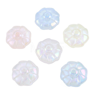 Rainbow Iridescent Plating Acrylic Beads OACR-N010-071-1