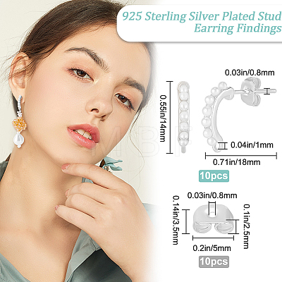 10Pcs Brass Stud Earring Findings KK-BBC0028-21-1