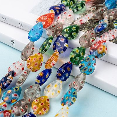 Handmade Millefiori Glass Beads Strands LK-R004-08-1
