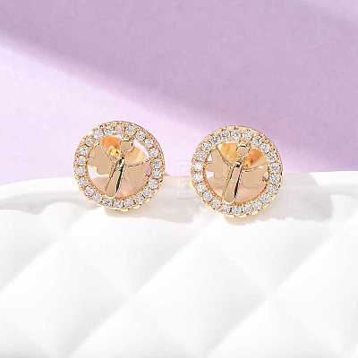 Brass Micro Pave Cubic Zirconia Stud Earrings KK-CBA8EB2-14G-1