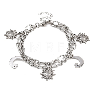 304 Stainless Steel Multi-strand Bracelets BJEW-P365-01P-1
