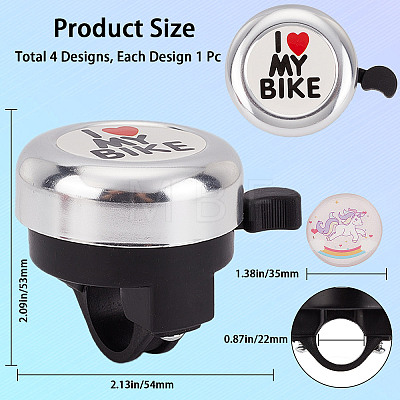 I Love My Bike Alloy Bicycle Bells FIND-WH0117-97B-1