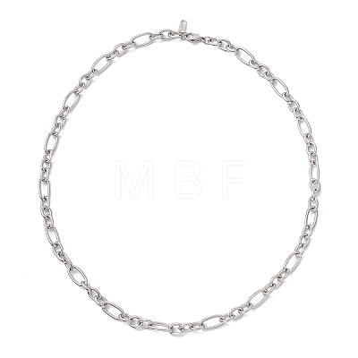 7MM 304 Stainless Steel Figaro Chains Chain Necklaces for Women NJEW-JN05925-1